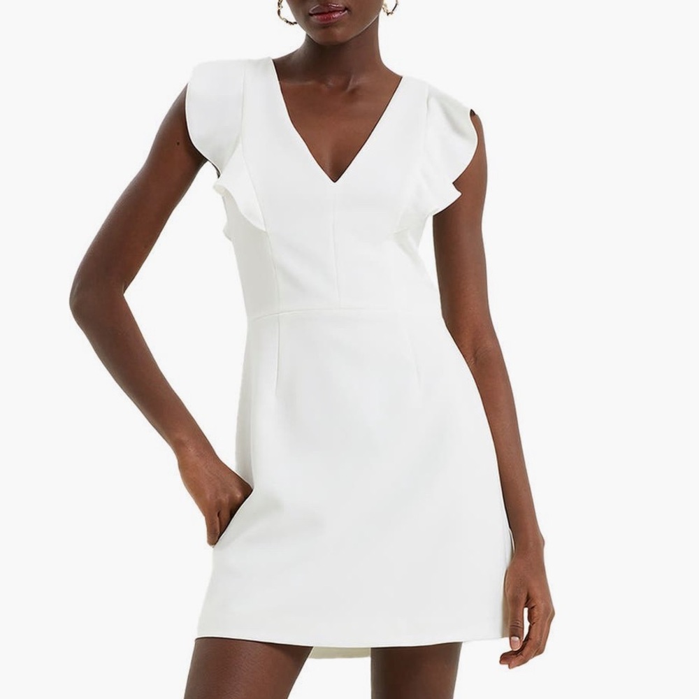 French Connection Whisper Ruffle V-neck Mini Dress